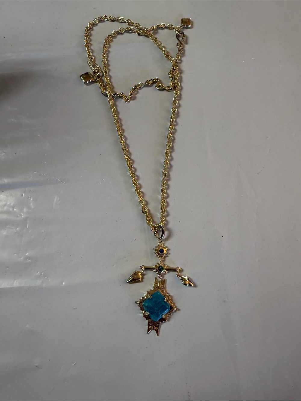 Kendra Scott Gold-Tone Layered Necklace with Turquoise Blue Stone - Picture 2 of 6